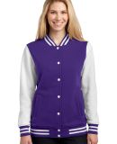 Sport Tek LST270 Sport-Tek Ladies Fleece Letterman in Purple/white