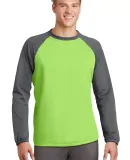 Sport Tek ST242 Sport-Tek Sport-Wick Raglan Colorb Lime Sh/DS Gry