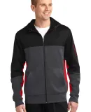 Sport Tek ST245 Sport-Tek Tech Fleece Colorblock F Blk/Gph/Tr Red