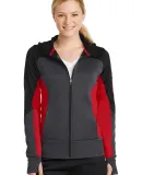 Sport Tek LST245 Sport-Tek Ladies Tech Fleece Colo Bk/Gph/Tr Red