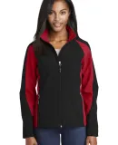 Sport Tek LST970 Sport-Tek Ladies Colorblock Soft  Black/True Red