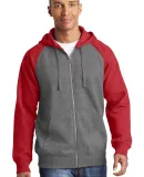 Sport Tek ST269 Sport-Tek Raglan Colorblock Full-Z Vnt He/Tr Red