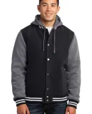 Sport Tek JST82 Sport-Tek Insulated Letterman Jack in Black/vnt hthr