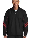 Sport Tek JST84 Sport-Tek Shield Ripstop 1/2-Zip P in Black/true red