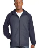 Sport Tek JST40 Sport-Tek Heather Colorblock Ragla in Tr navy he/nvy