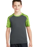 Sport Tek YST371 Sport-Tek Youth CamoHex Colorbloc in Iron gry/limes