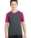 Sport Tek YST371 Sport-Tek Youth CamoHex Colorbloc in Iron gry/pk ra