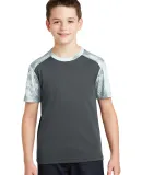 Sport Tek YST371 Sport-Tek Youth CamoHex Colorbloc in Iron gry/white