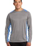 Sport Tek ST361LS Sport-Tek Long Sleeve Heather Co in Vnt he/car blu