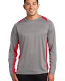 Sport Tek ST361LS Sport-Tek Long Sleeve Heather Co in Vnt he/tr red