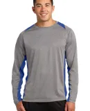 Sport Tek ST361LS Sport-Tek Long Sleeve Heather Co Vnt He/Tr Royl