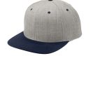 Sport Tek STC19 Sport-Tek® Flat Bill Snapback Cap in Heather/tr nvy