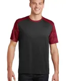 Sport Tek ST371 Sport-Tek CamoHex Colorblock Tee Black/Deep Red