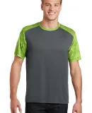 Sport Tek ST371 Sport-Tek CamoHex Colorblock Tee Iron Gry/LimeS