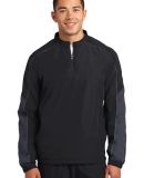 Sport Tek JST64 Sport-Tek Piped Colorblock 1/4-Zip in Black/ graphite grey/ graphite grey