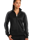 Sport Tek LST92 Sport-Tek Ladies Piped Tricot Trac Blk/Irn Gry/Wh