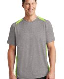 Sport Tek ST361 Sport-Tek Heather Colorblock Conte in Vtghthr/limesh