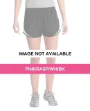 Sport Tek LST304 Sport-Tek Ladies Cadence Shorts PinkRasp/Wh/Bk