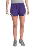 Sport Tek LST304 Sport-Tek Ladies Cadence Shorts in Purple/wht/blk