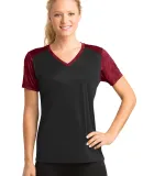 Sport Tek LST371 Sport-Tek Ladies CamoHex Colorblo Black/Deep Red