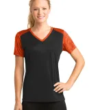Sport Tek LST371 Sport-Tek Ladies CamoHex Colorblo Black/Neon Org