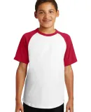 Sport Tek YT201 Sport-Tek Youth Short Sleeve Color White/Red