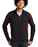 Sport Tek ST851 Sport-Tek Sport-Wick Stretch 1/2-Z Black/True Red