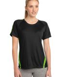 Sport Tek LST351 Sport-Tek Ladies Colorblock PosiC in Black/lime shk