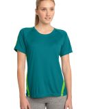 Sport Tek LST351 Sport-Tek Ladies Colorblock PosiC in Trop blue/lime