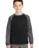 Sport Tek YST242 Sport-Tek Youth Sport-Wick Raglan Blk/Dk Smk Gry