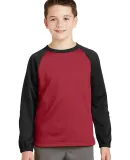 Sport Tek YST242 Sport-Tek Youth Sport-Wick Raglan Deep Red/Black