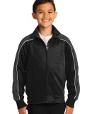 Sport Tek YST92 Sport-Tek Youth Piped Tricot Track Blk/Irn Gry/Wh