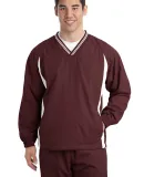 Sport Tek TJST62 Sport-Tek Tall Tipped V-Neck Ragl in Maroon/white