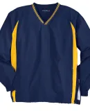 Sport Tek TJST62 Sport-Tek Tall Tipped V-Neck Ragl in Tr navy/gold