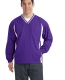 Sport Tek TJST62 Sport-Tek Tall Tipped V-Neck Ragl in Purple/white