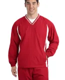 Sport Tek TJST62 Sport-Tek Tall Tipped V-Neck Ragl in Tr red/white