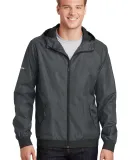 Sport Tek JST53 Sport-Tek Embossed Hooded Wind Jac in Graphite gy/bk