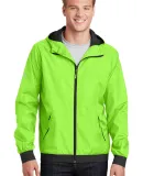 Sport Tek JST53 Sport-Tek Embossed Hooded Wind Jac in Lime shock/blk