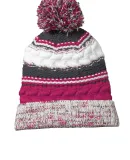 Sport Tek STC21 Sport-Tek Pom Pom Team Beanie PnkRsp/Gry/Wht