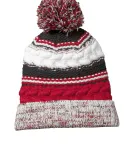 Sport Tek STC21 Sport-Tek Pom Pom Team Beanie Tr Red/Blk/Wht