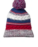 Sport Tek STC21 Sport-Tek Pom Pom Team Beanie Tr Red/Roy/Wht