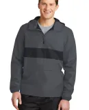 Sport Tek JST65 Sport-Tek Zipped Pocket Anorak in Graphite gy/bk