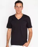 Los Angeles Apparel 24056 Fine Jersey V-Neck Tee Black