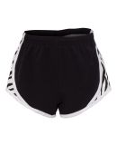 Boxercraft P62Y Girls' Velocity Running Shorts in Black/ white/ zebra