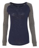 Boxercraft T66 Women's Preppy Patch Slub T-Shirt in Navy/ granite