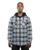 Burnside 8620 Quilted Flannel Full-Zip Hooded Jack in Grey/ blue