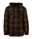 Burnside 8620 Quilted Flannel Full-Zip Hooded Jack in Brown/ black