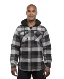 Burnside 8620 Quilted Flannel Full-Zip Hooded Jack in Black/ grey