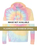 Dyenomite 430VR Tie-Dyed Hooded Pullover T-Shirt Fluorescent Rainbow Spiral