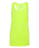 Blue 84 JBTT Juniors' Burnout Tank Top with a Pock Neon Yellow